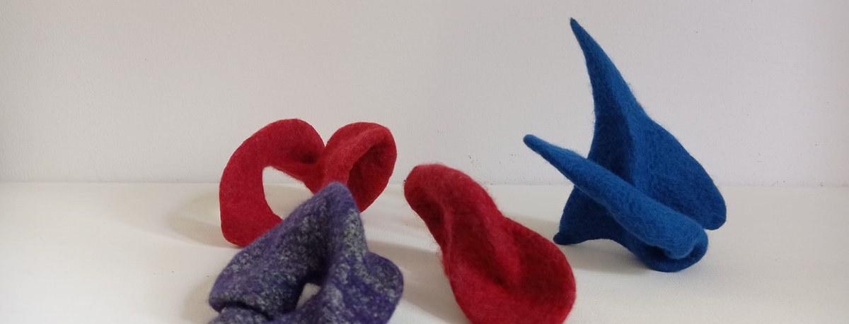 A group of Fiona Whyte's felt sculptures on display
