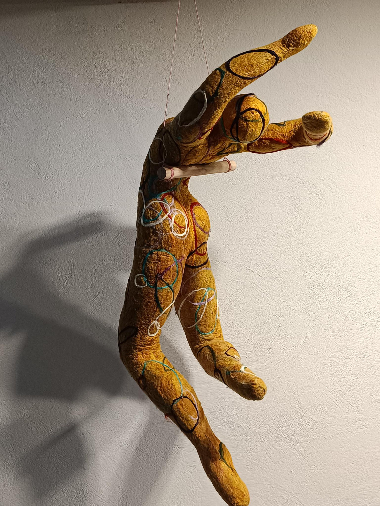 Detail of a felted fibre artwork by Fiona Whyte