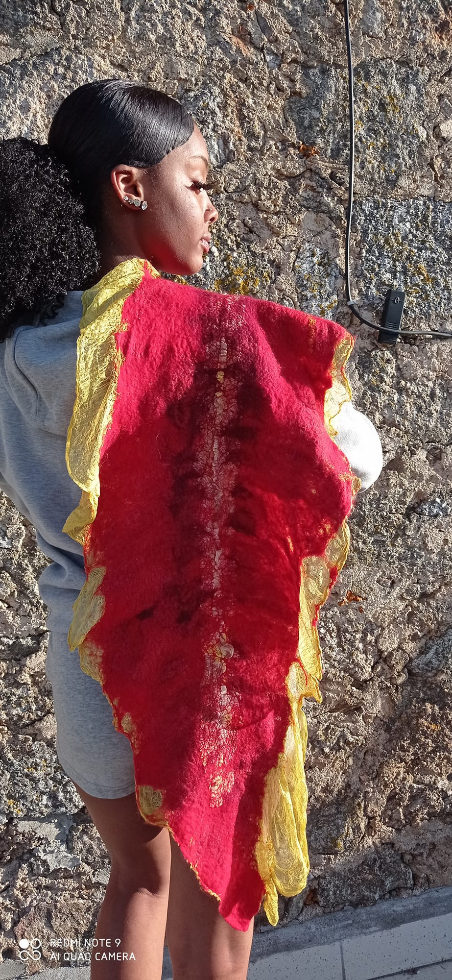 Hand-felted wearable art piece by Fiona Whyte