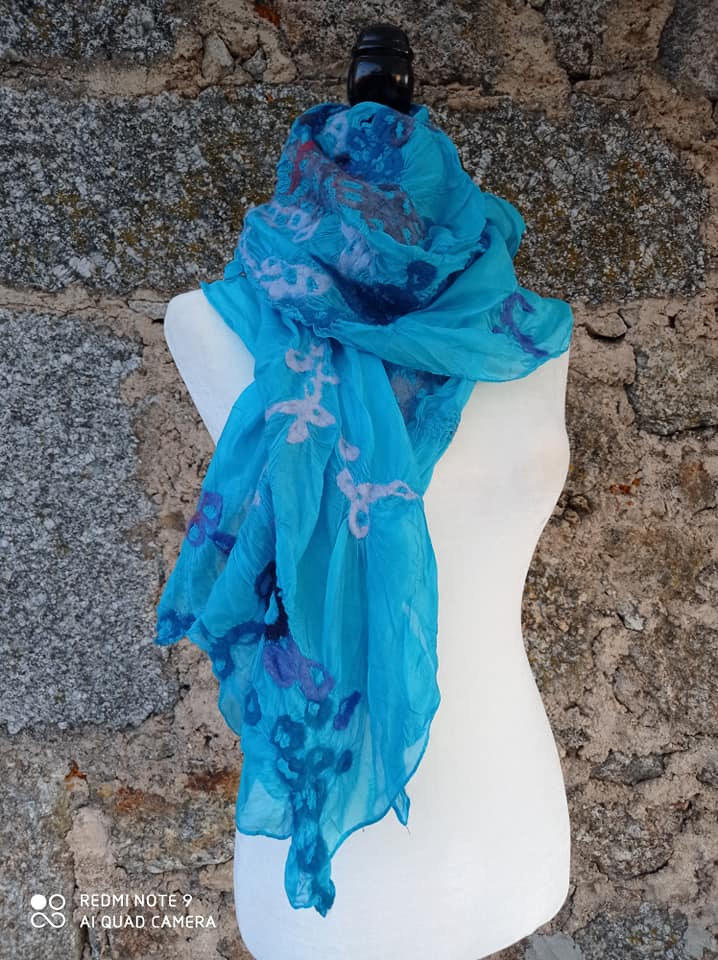 Detail of a hand-felted wearable by Fiona Whyte
